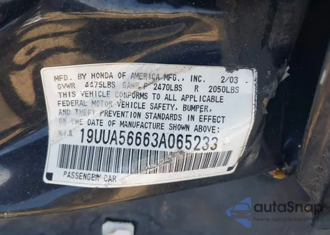 2003 Acura Tl 3.2 from USA, damaged, VIN 19UUA56663A065233